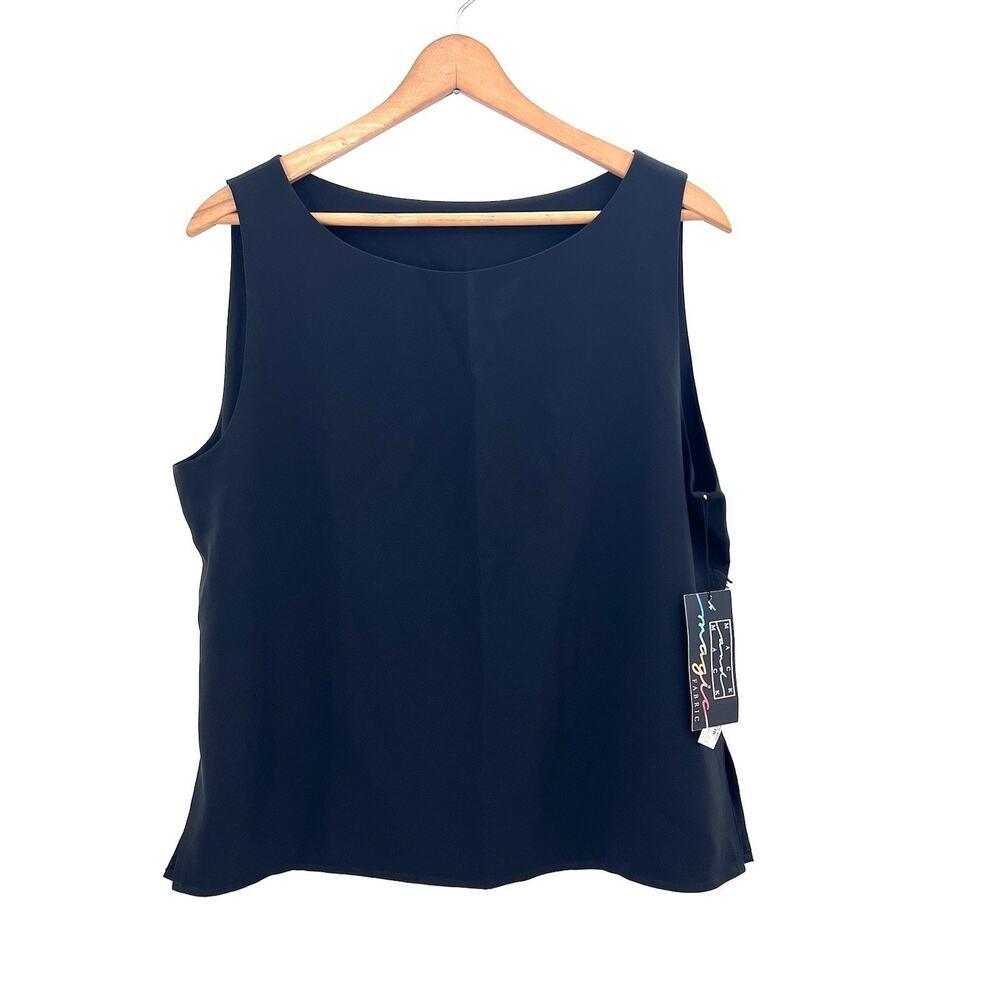Mack and Mack Black Magic Fabric Bateau Shell Tank Top Womens Size Large